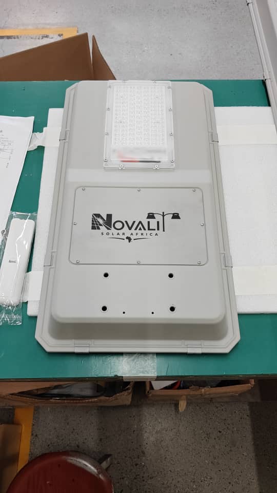 Solar lighting components and production workflow at Novalit Solar Africa